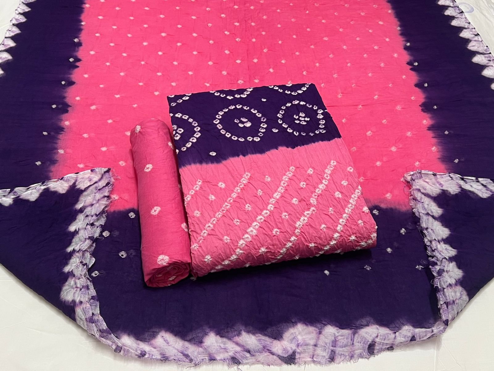 Best quality Bandhani Cotton Suit Set with Cotton Dupatta