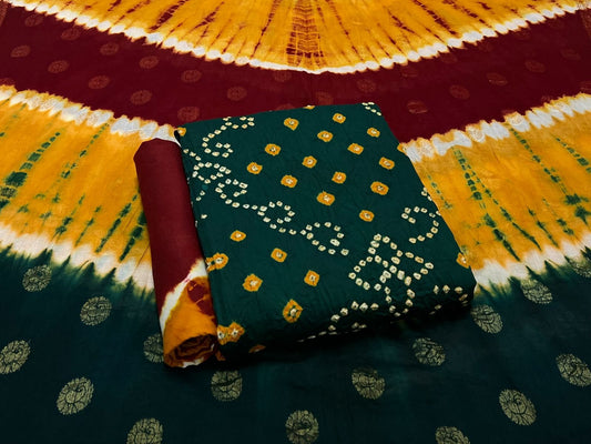 Best quality Bandhani Cotton Suit Set with Cotton Dupatta