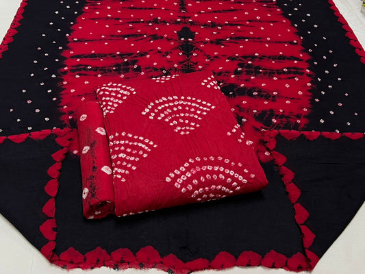 Best quality Bandhani Cotton Suit Set with Cotton Dupatta  - TSPSMBDTFA26