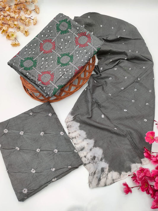 Bandhani Cotton Suit Set