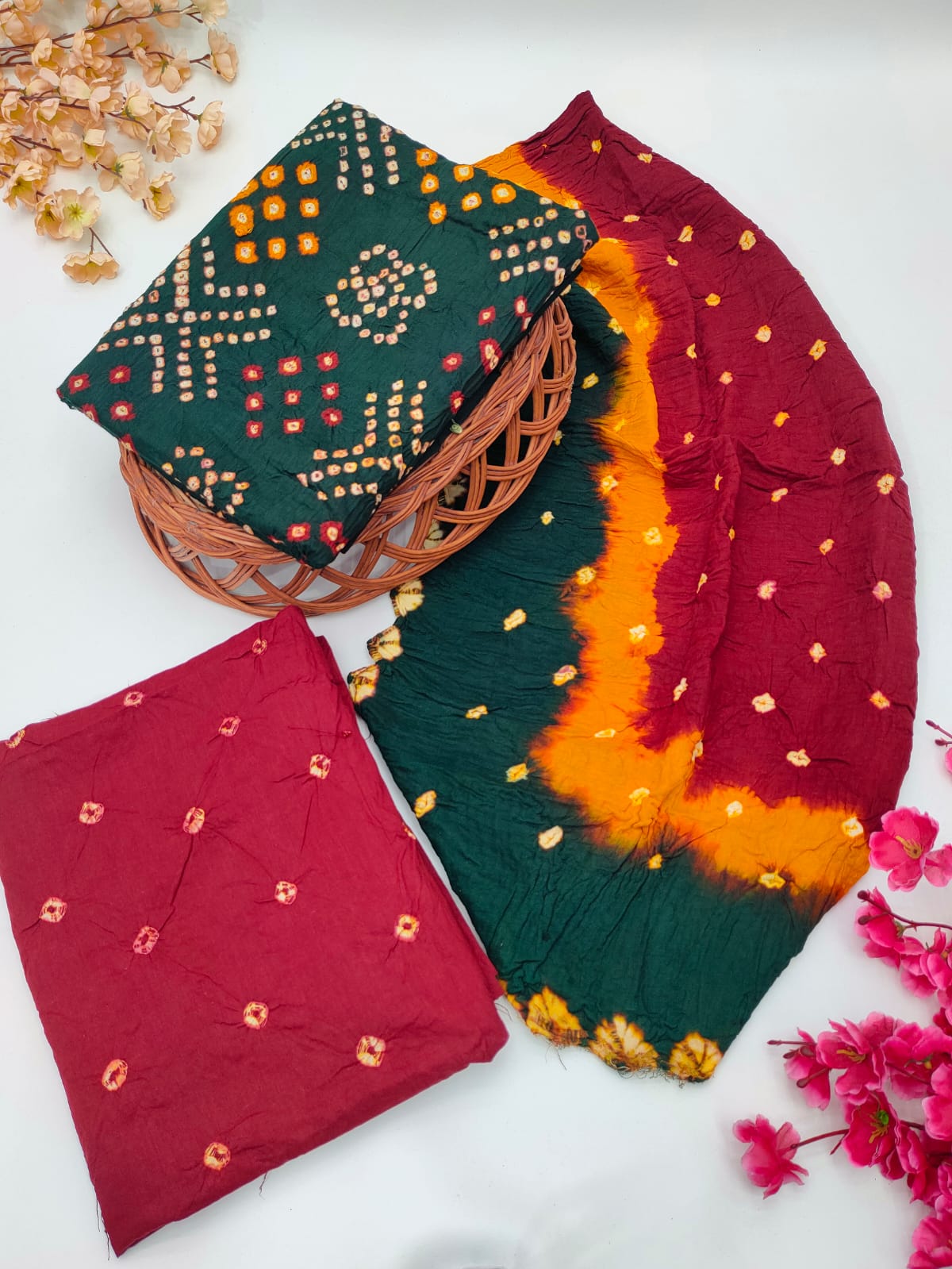Bandhani Cotton Suit Set