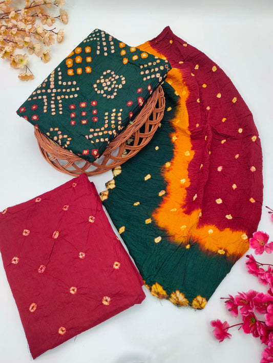Bandhani Cotton Suit Set