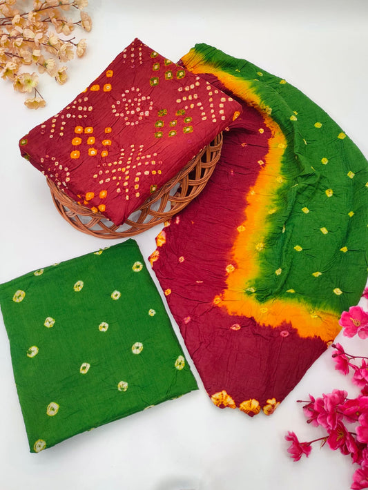 Bandhani Cotton Suit Set