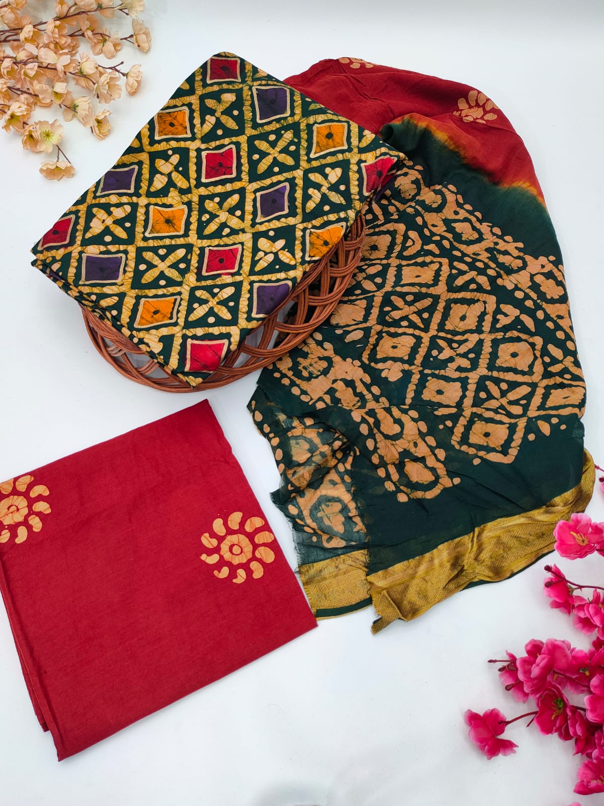 Bandhani Cotton Suit Set
