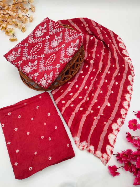 Bandhani Cotton Suit Set