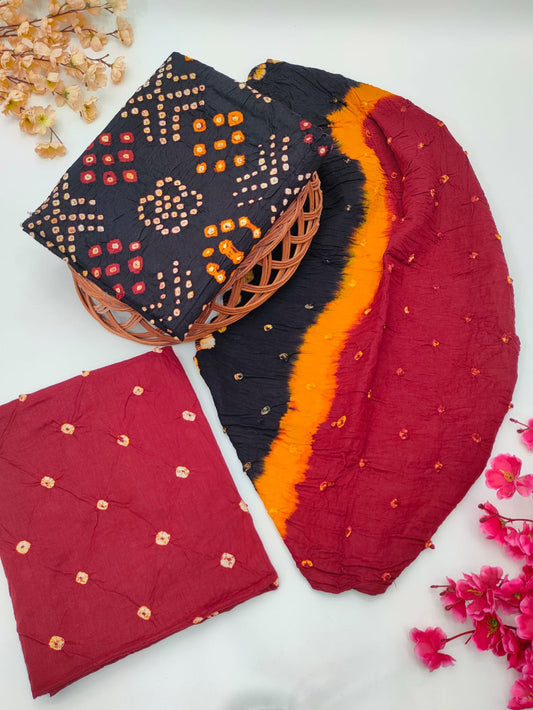 Bandhani Cotton Suit Set
