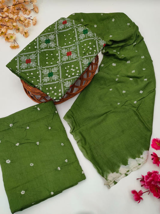 Bandhani Cotton Suit Set