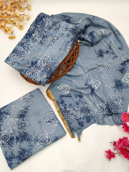 Bandhani Cotton Suit Set
