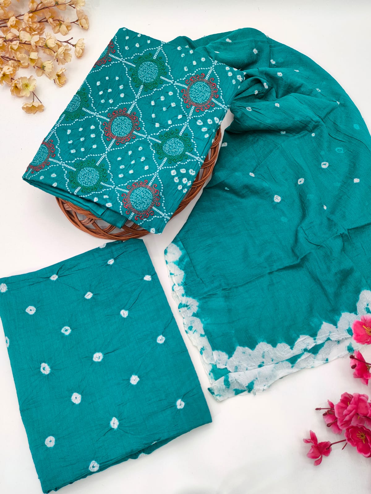 Bandhani Cotton Suit Set