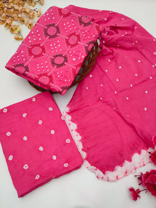 Bandhani Cotton Suit Set