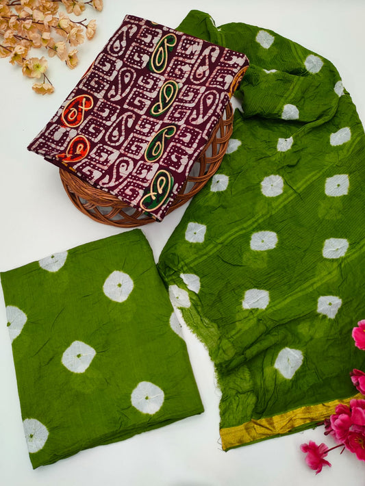 Bandhani Cotton Suit Set