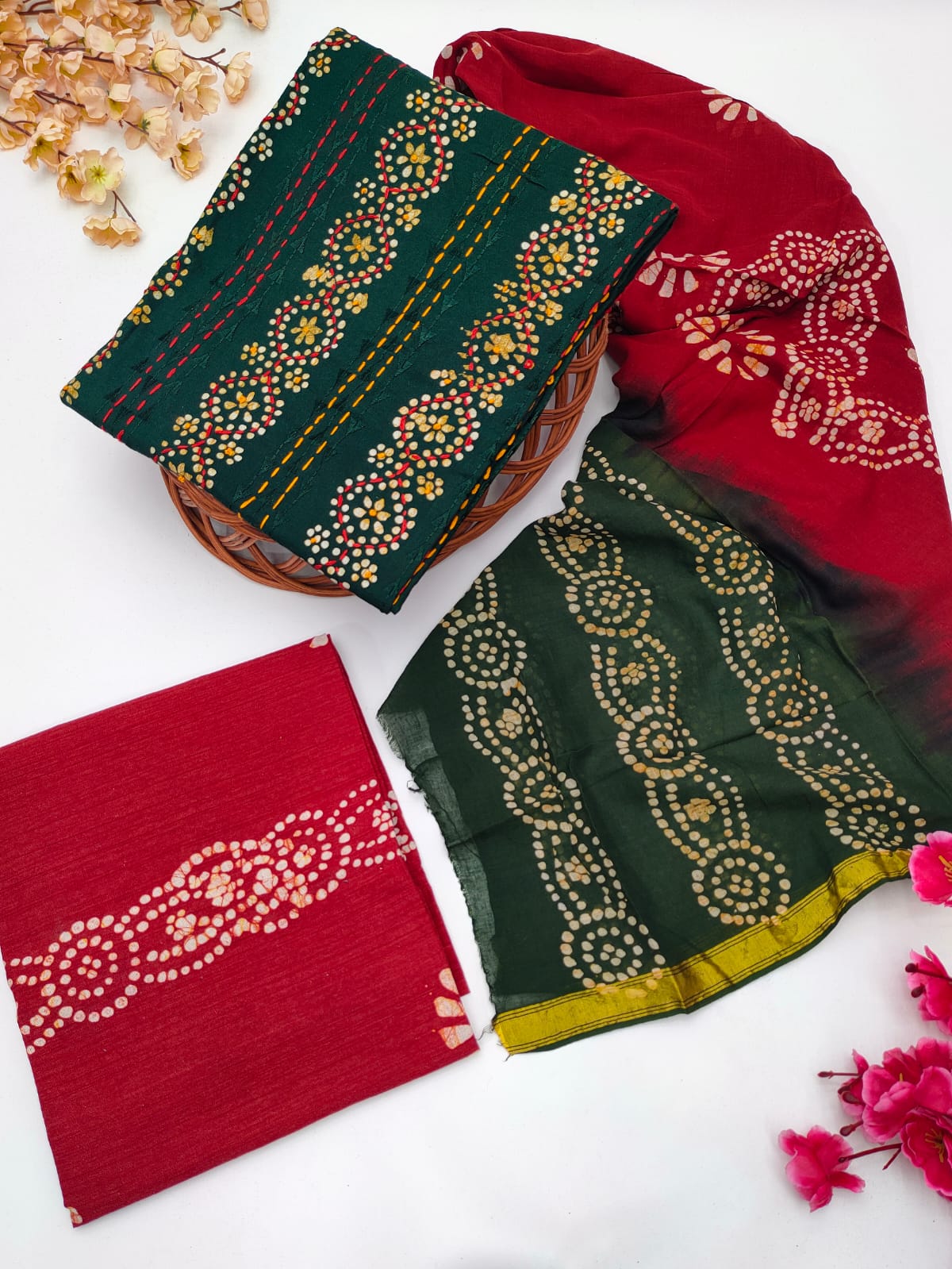 Bandhani Cotton Suit Set
