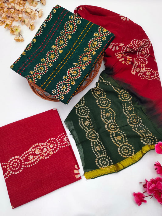 Bandhani Cotton Suit Set
