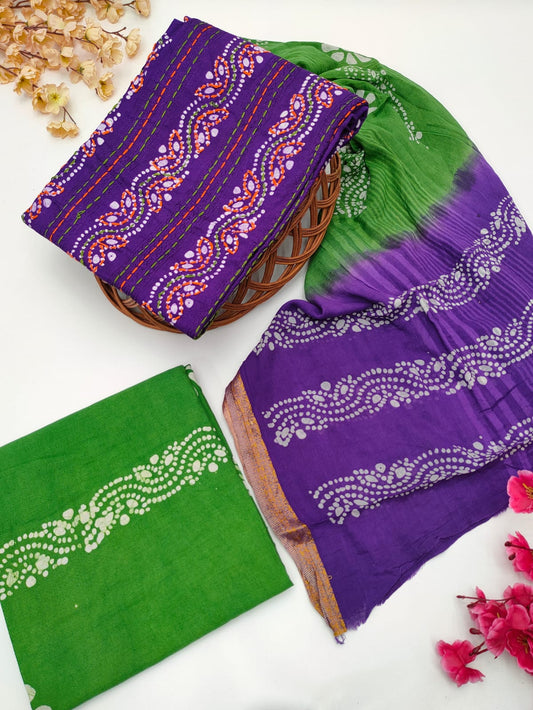 Bandhani Cotton Suit Set