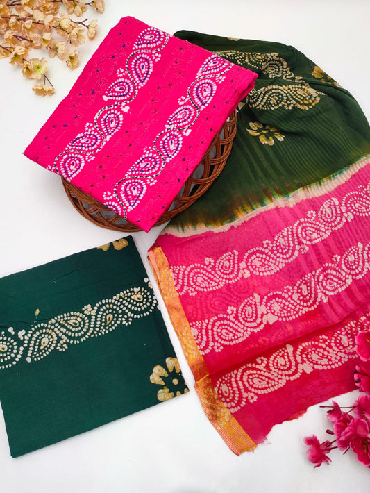 Bandhani Cotton Suit Set