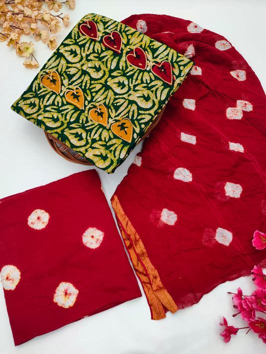 Bandhani Cotton Suit Set