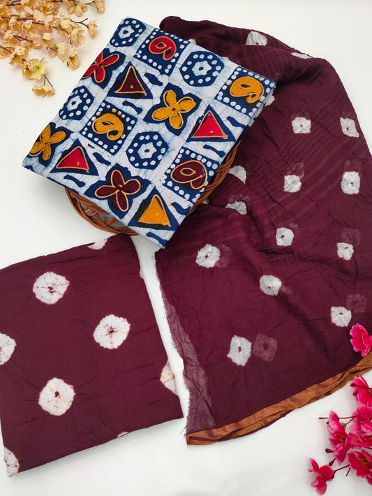 Bandhani Cotton Suit Set