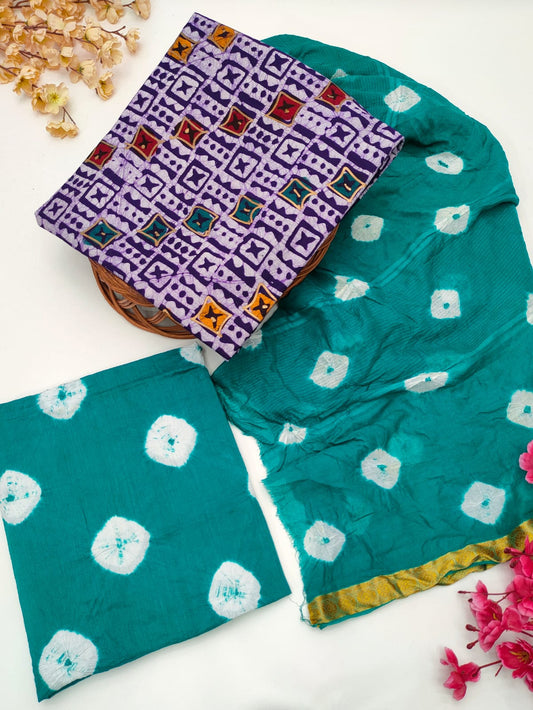 Bandhani Cotton Suit Set