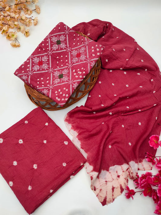 Bandhani Cotton Suit Set