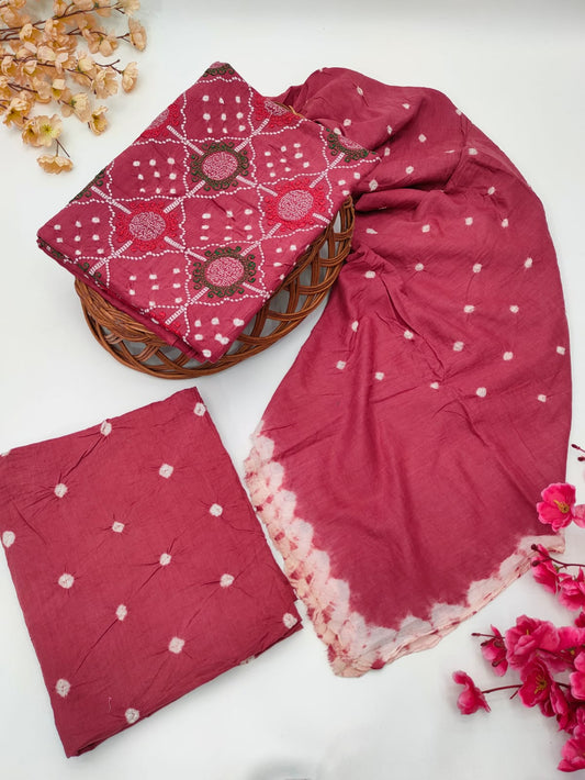 Bandhani Cotton Suit Set