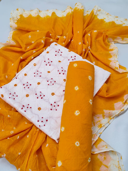 Bandhani Hand Work Cotton Suit Set - TSPSMBDHWTF2
