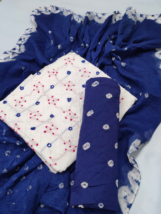 Bandhani Hand Work Cotton Suit Set - TSPSMBDHWTF4