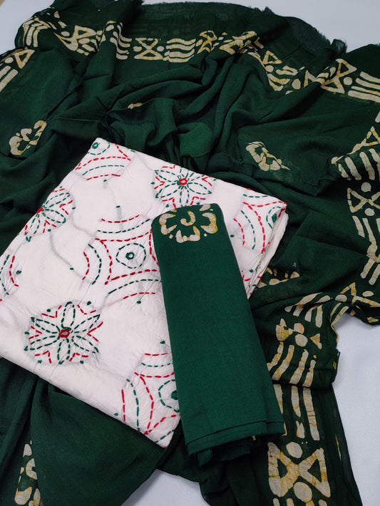 Bandhani Hand Work Cotton Suit Set - TSPSMBDHWTF8