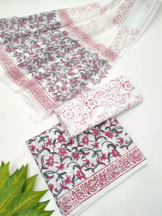 Hand Block Chiffon Dupatta Suits