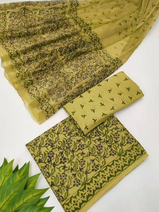 Hand Block Chiffon Dupatta Suits