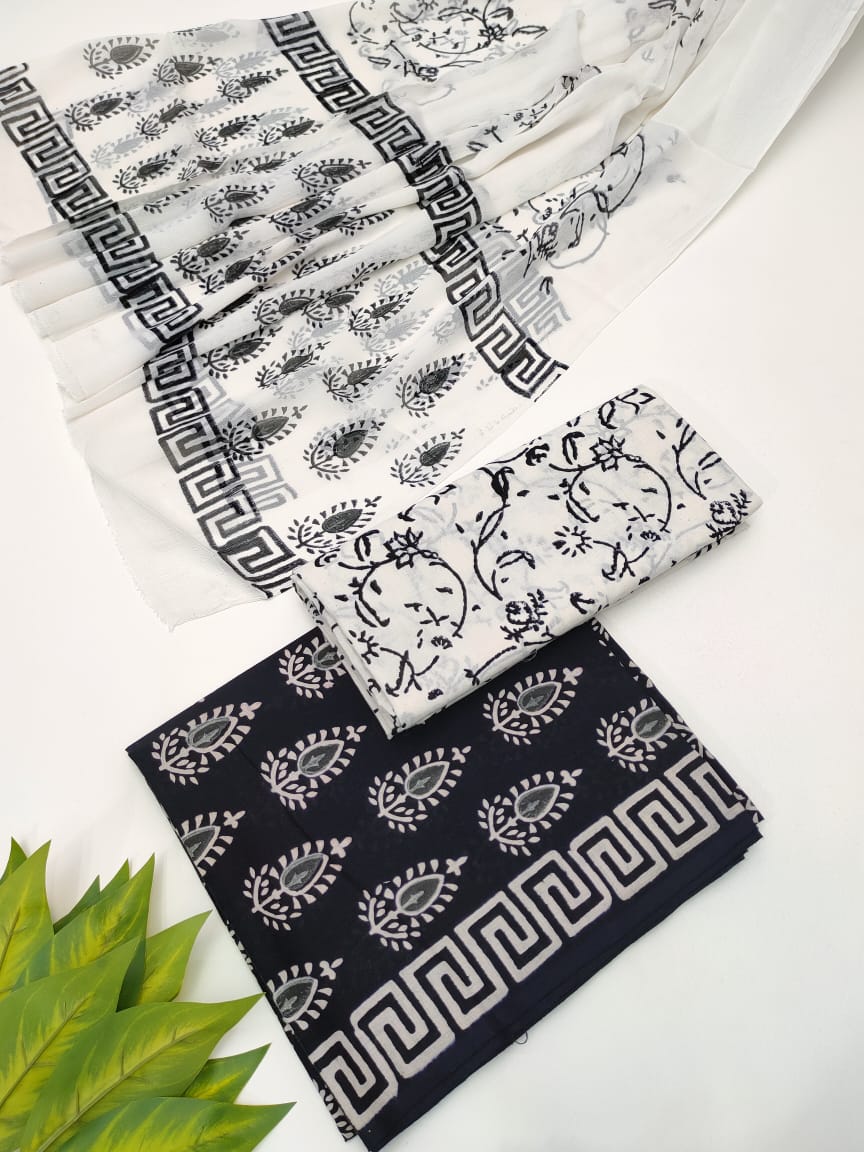 Hand Block Chiffon Dupatta Suits