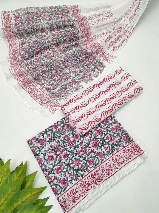 Hand Block Chiffon Dupatta Suits