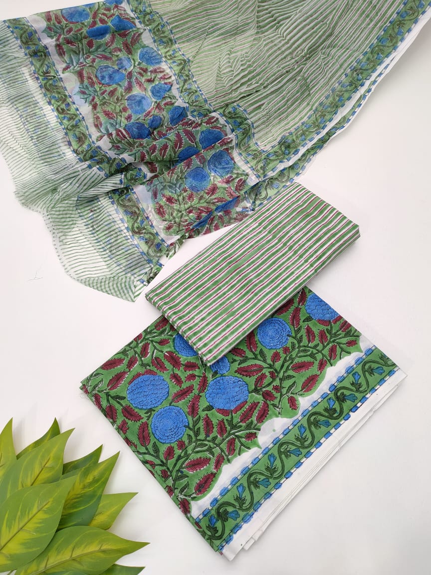 Hand Block Chiffon Dupatta Suits