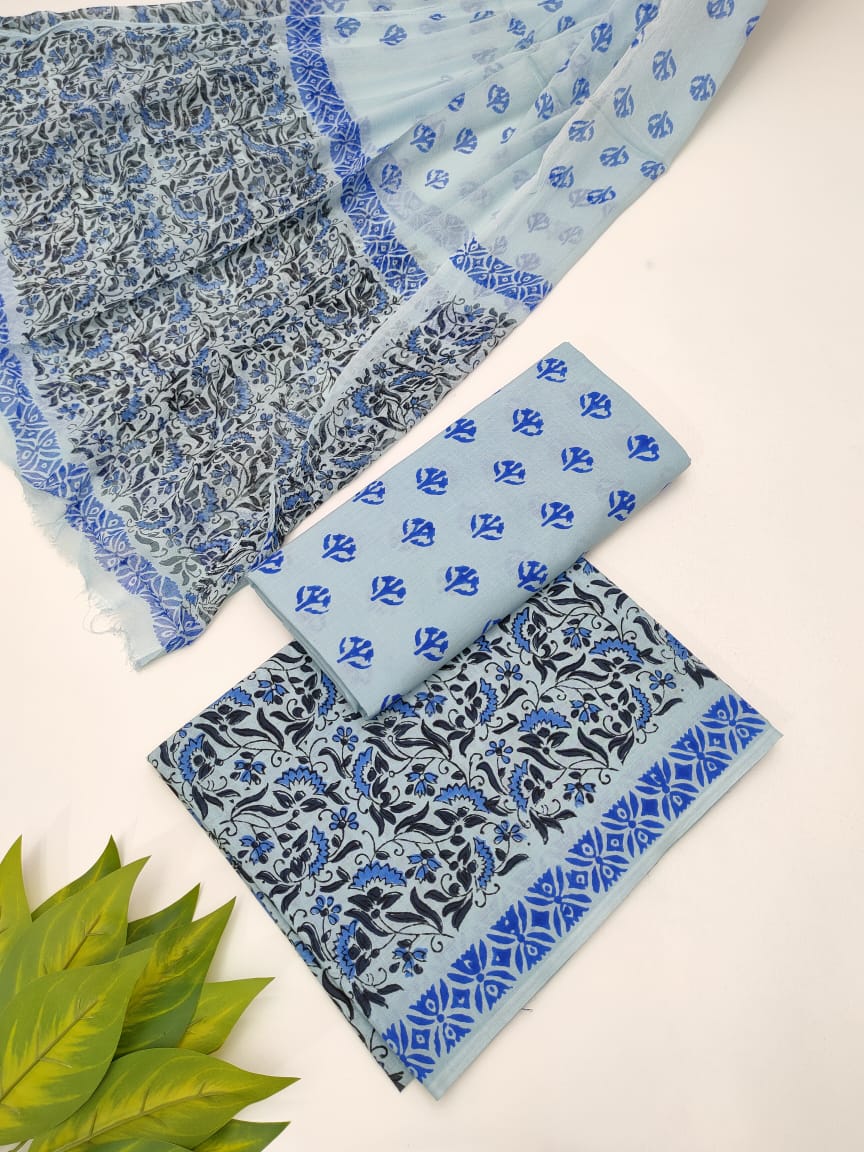 Hand Block Chiffon Dupatta Suits
