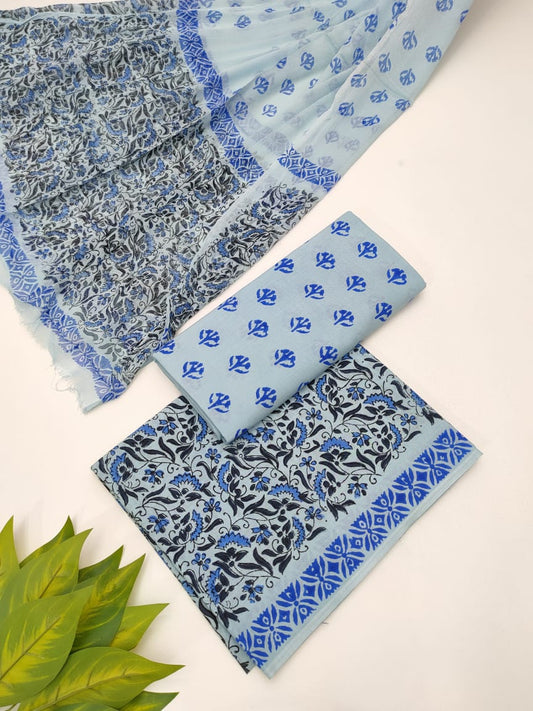Hand Block Chiffon Dupatta Suits