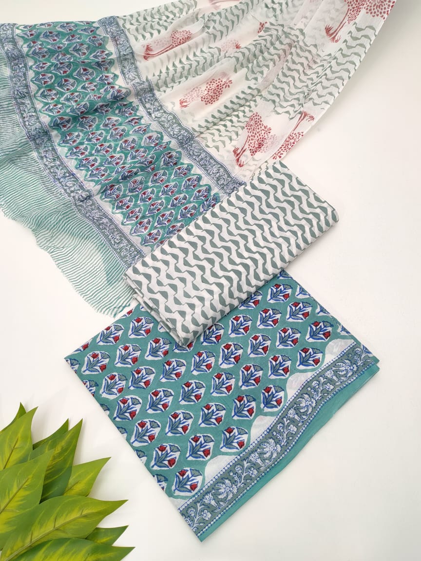 Hand Block Chiffon Dupatta Suits