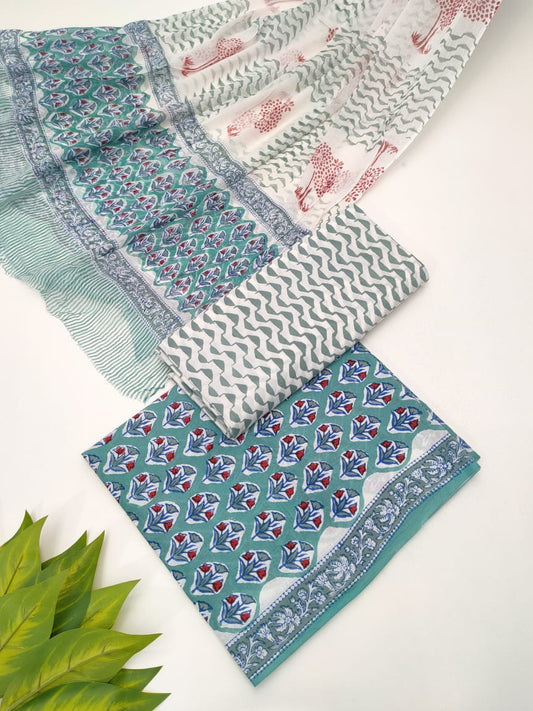 Hand Block Chiffon Dupatta Suits