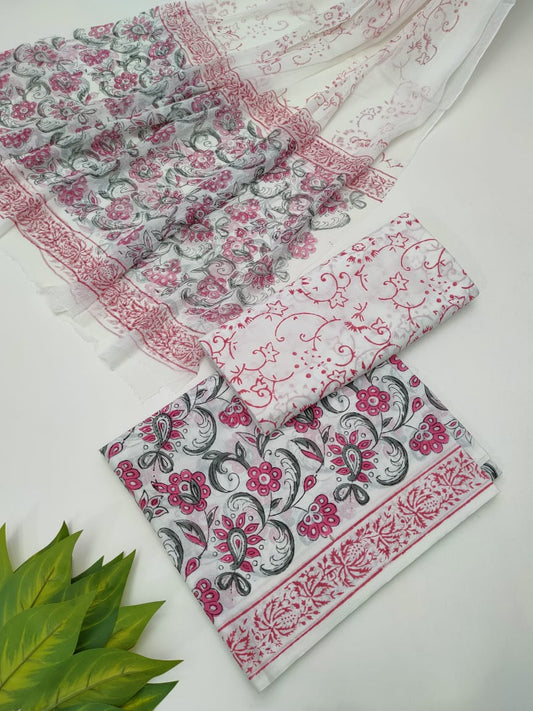 Hand Block Chiffon Dupatta Suits