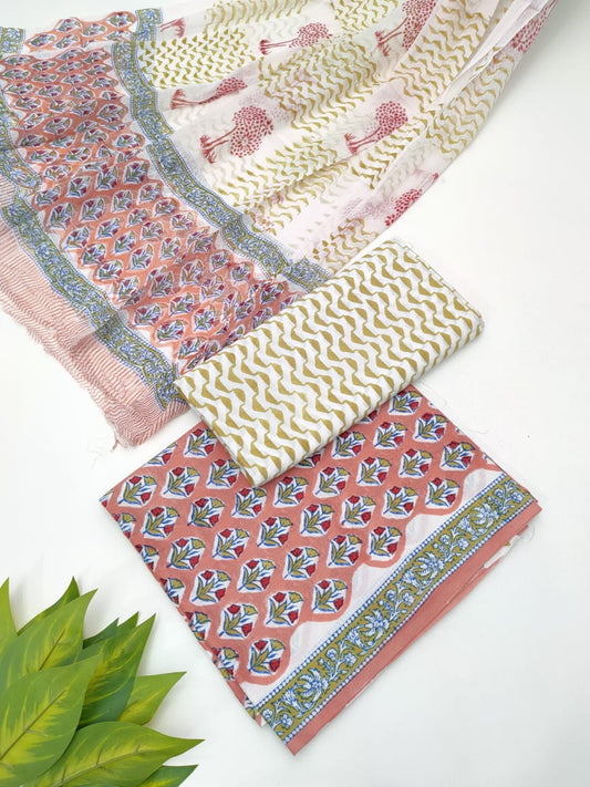 Hand Block Chiffon Dupatta Suits