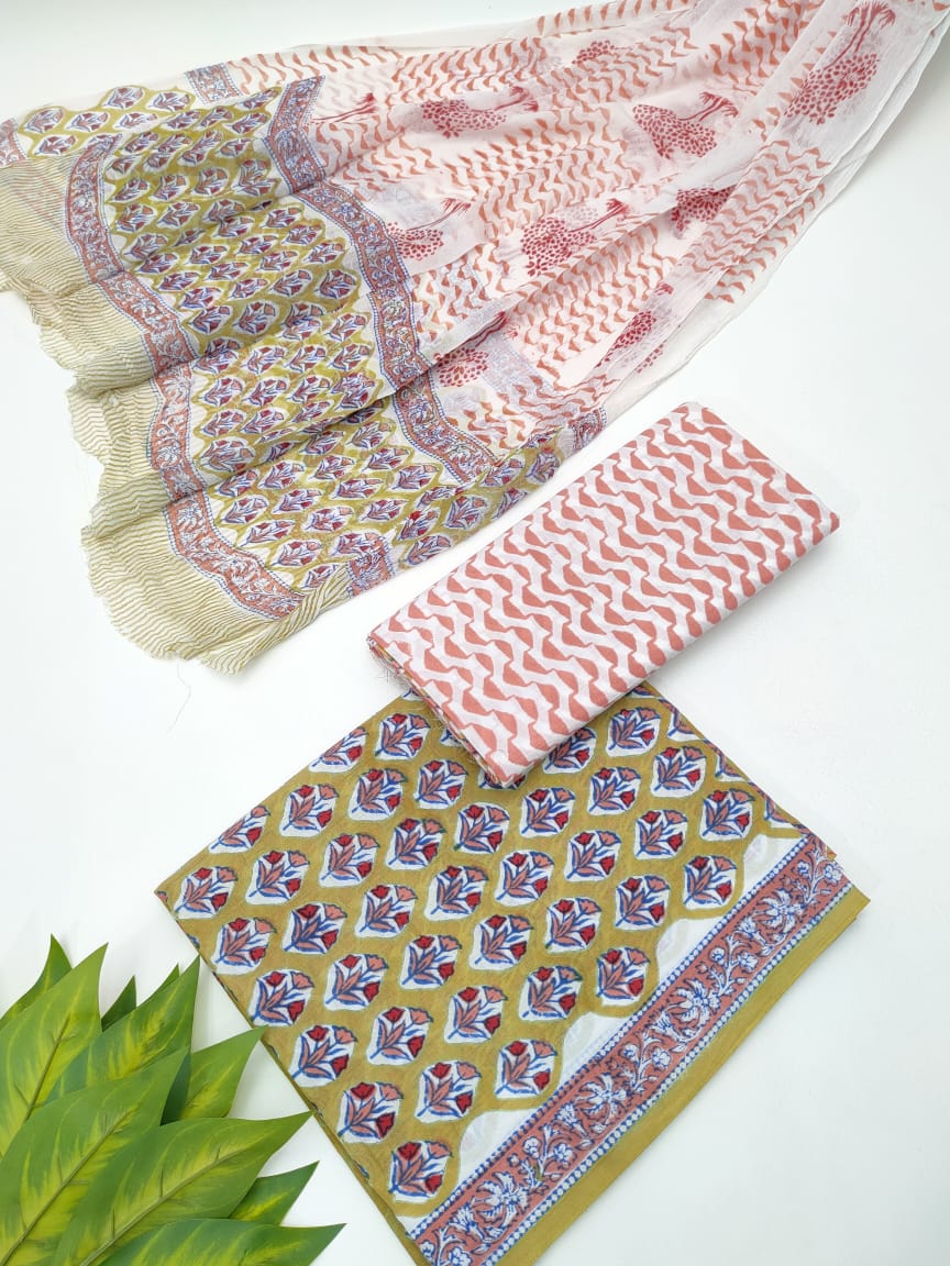 Hand Block Chiffon Dupatta Suits