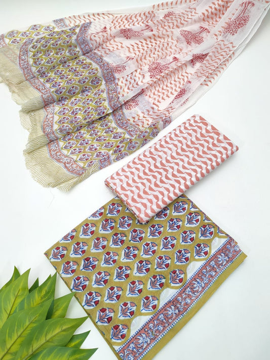 Hand Block Chiffon Dupatta Suits