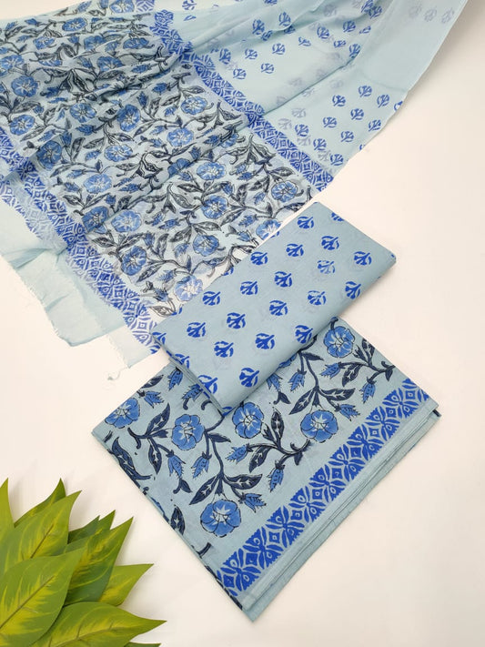 Hand Block Chiffon Dupatta Suits