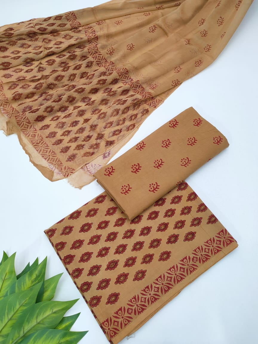 Hand Block Chiffon Dupatta Suits