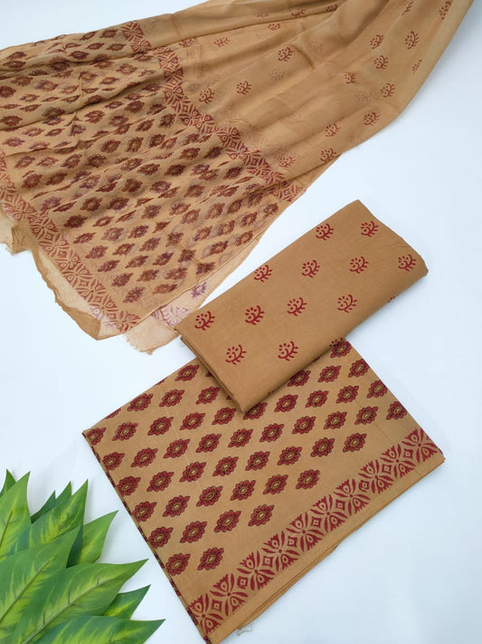Hand Block Chiffon Dupatta Suits