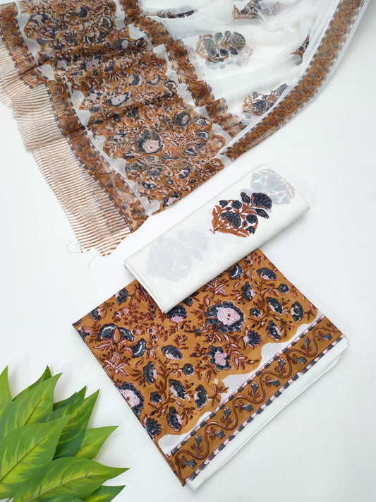 Hand Block Chiffon Dupatta Suits