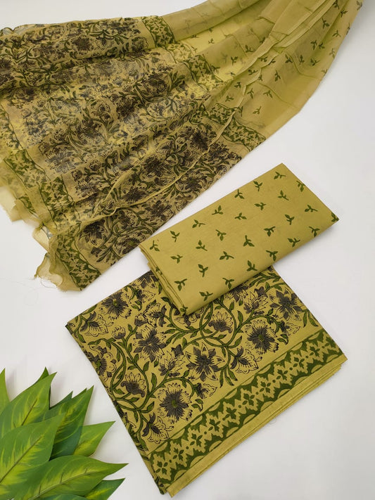 Hand Block Chiffon Dupatta Suits