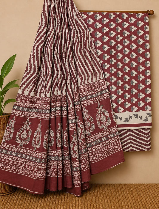 Maroon floral cotton salwar suit set India