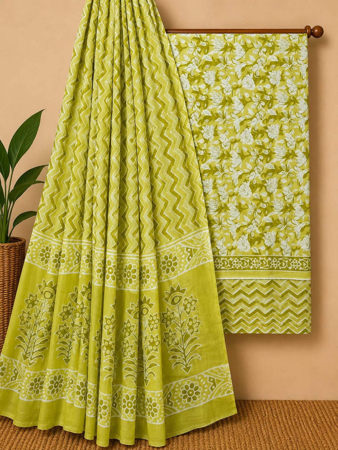 Yellow floral cotton salwar suit set Jaipur