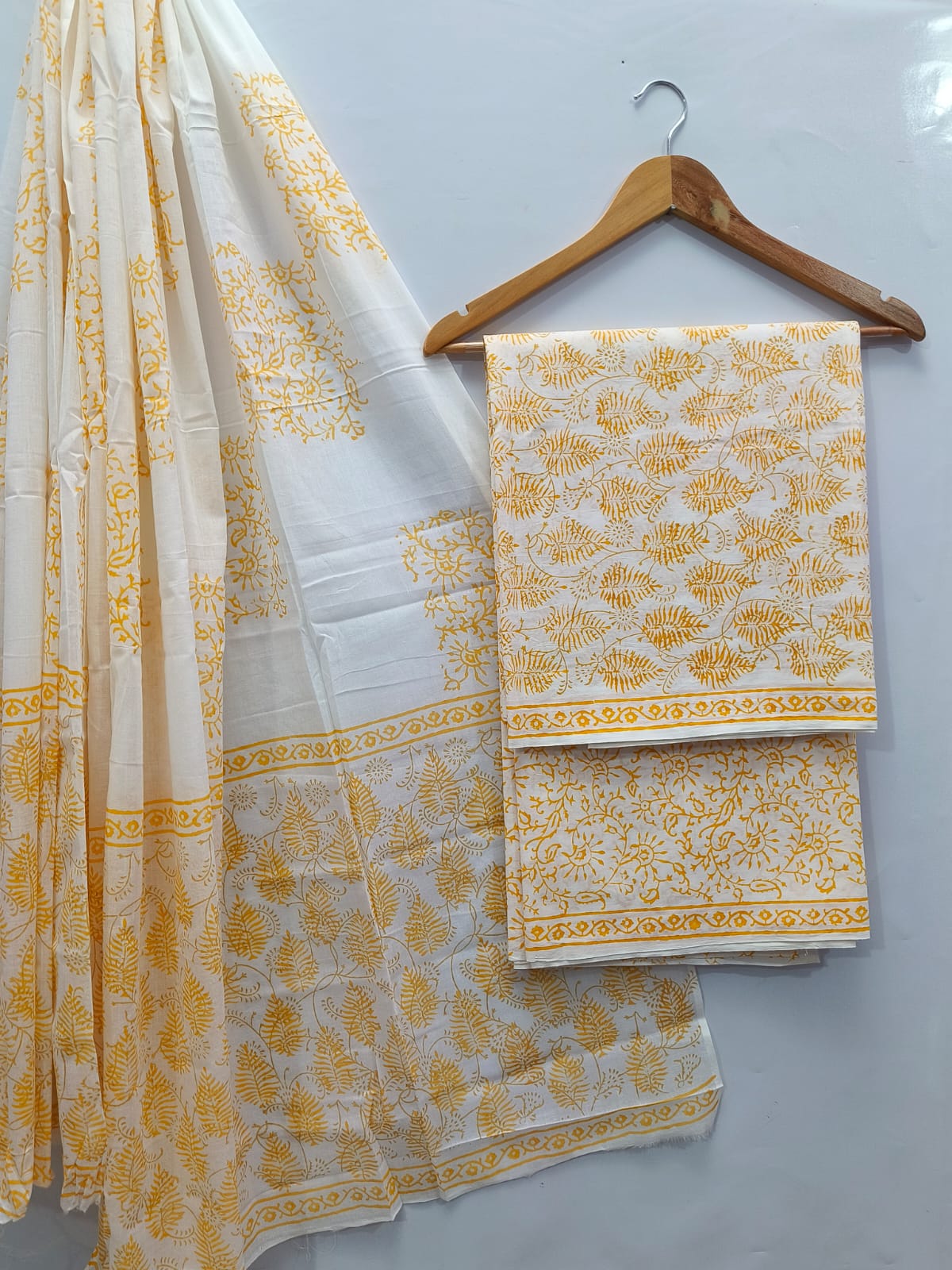 Hand Block Cotton Salwar Suit Set with Cotton Dupatta  - TSPSMVJ123