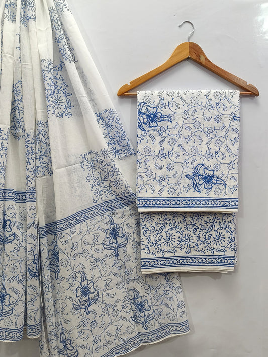 Hand Block Cotton Salwar Suit Set with Cotton Dupatta  - TSPSMVJ124