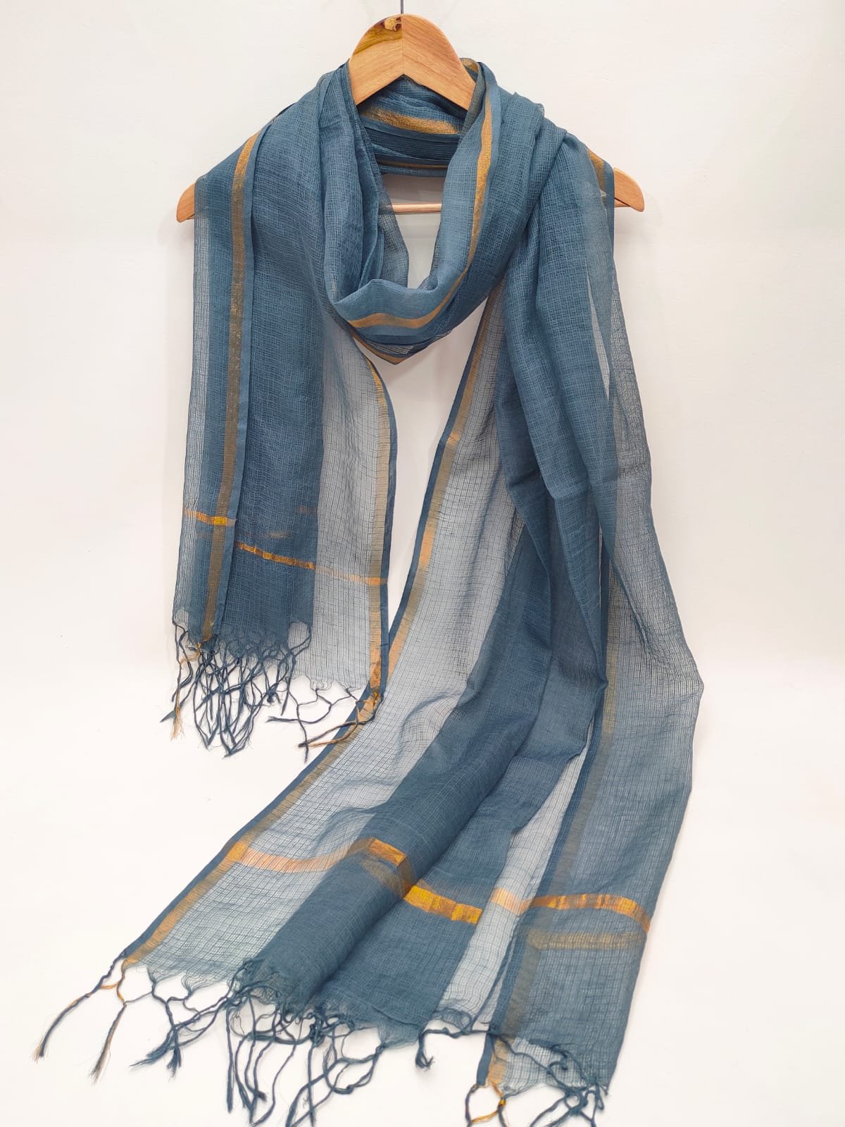 Blue Kota Doriya dupatta gold detail